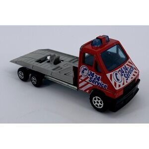 Vintage 1984 Renault Master T35 Die-Cast Red Car Hauler Truck by Majorette 1:45